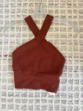 Abercrombie & Fitch Rust Red Ribbed Crop Halter Top